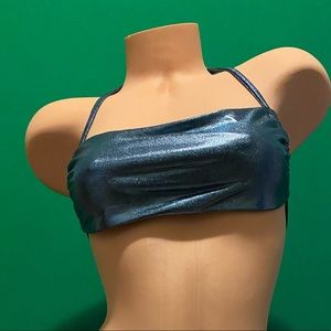 Handmade Shiny Blue Bikini Top Woman Size S-M